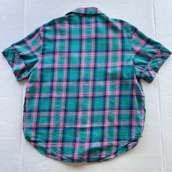 Victoria's Secret Flannel Shirt Womens S Small Plaid Button Front Short Sleeve - Picture 7 of 10